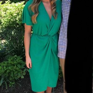 Green wrap midi dress
